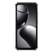 Black smartphone with reflective surface on a white background