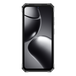Black smartphone with reflective surface on a white background