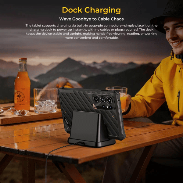 Oukitel RT11 rugged tablet using convenient pogo-pin dock charging