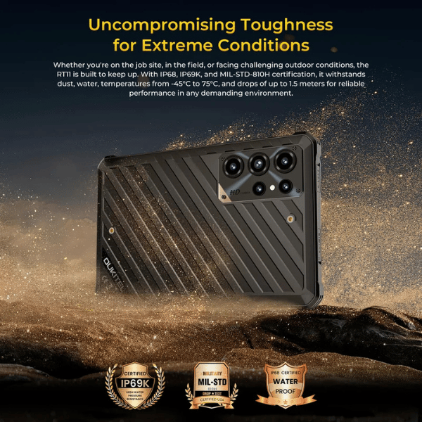 Oukitel RT11 waterproof rugged tablet with IP68, IP69K and MIL-STD-810H protection