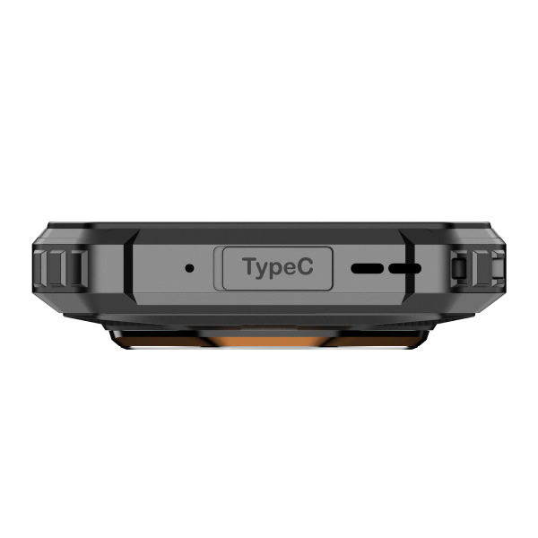 Close-up of a device with a Type C port on a white background
