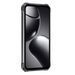 Rugged phone with a reflective surface on a white background