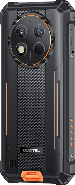 Oukitel G1S rugged phone with branded rear design on black background